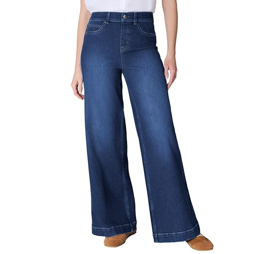 SPANX SPANXshape Original EveryWear Wide Leg Jeans - Core Shaping for Women - High-Rise - Pull-On Denim - Authentic Blue - Medium | Amazon (US)