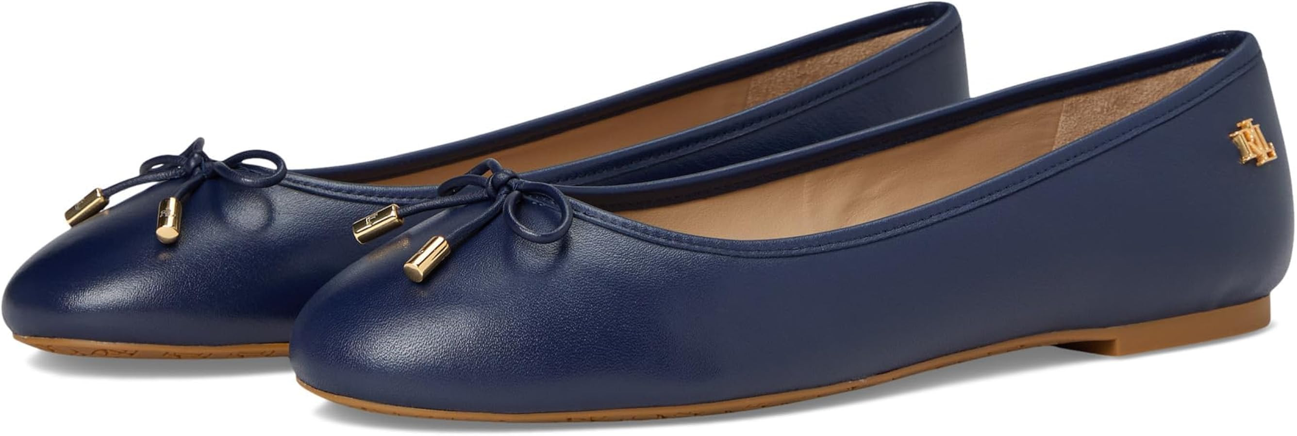 Lauren Ralph Lauren Womens Jayna Nappa Leather Flat | Amazon (US)