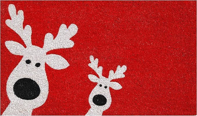 Calloway Mills 101801729 Peeking Reindeer Doormat, 17" x 29", Red/White | Amazon (US)
