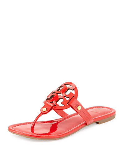 Miller Patent Logo Sandal, Vermillion | Neiman Marcus