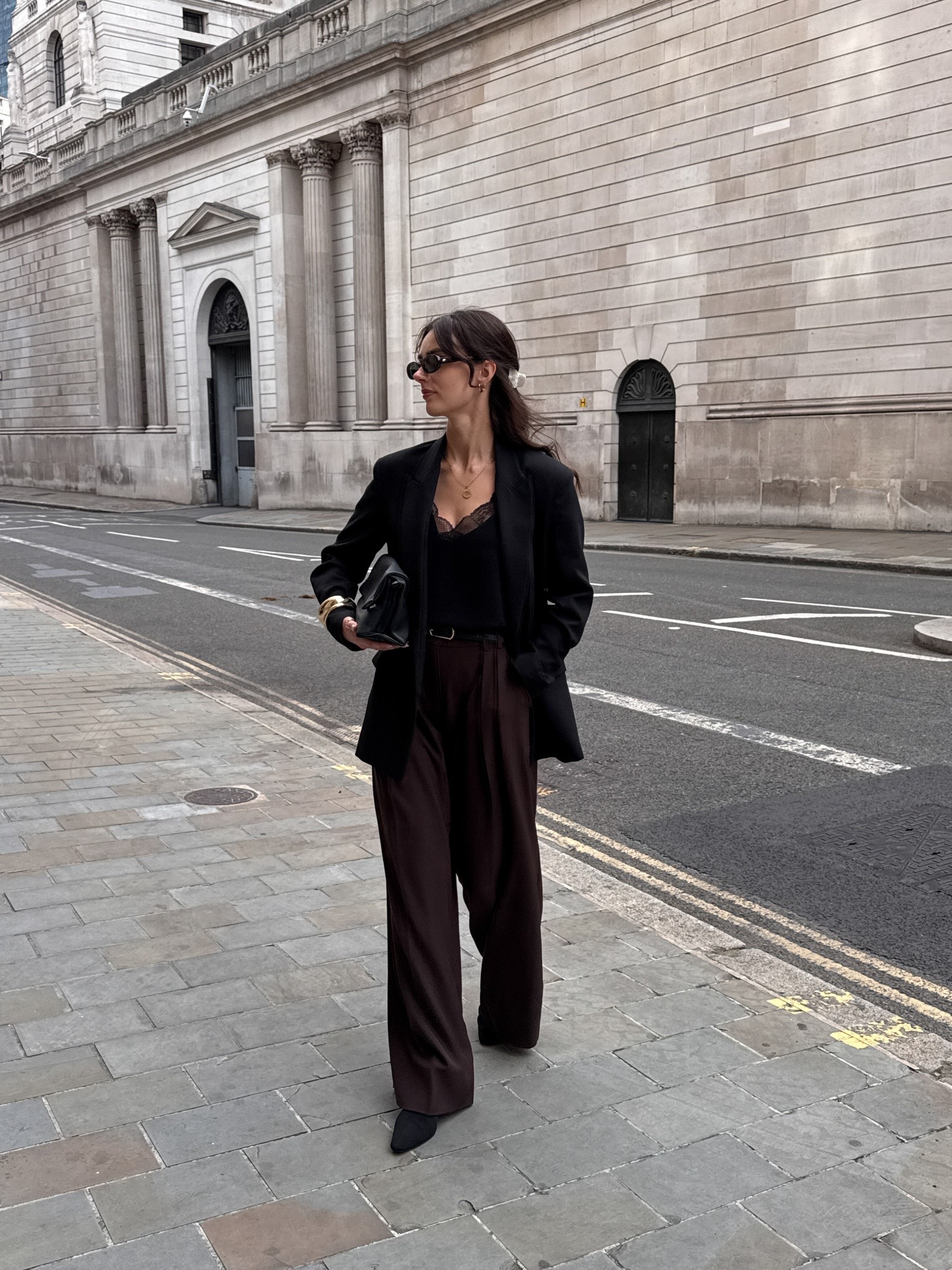 Brown wide leg trousers & black lace top

#LTKautumn #LTKuk #LTKeurope