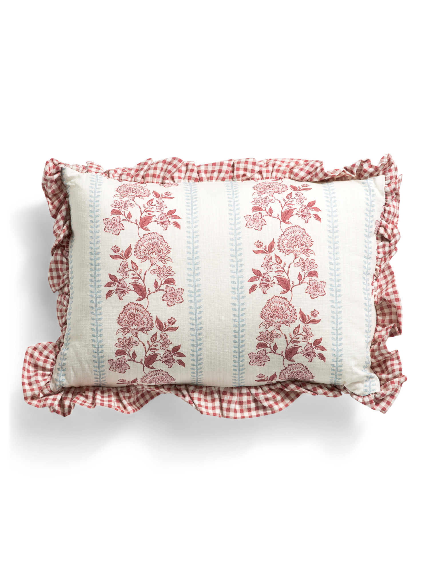 14x20 Floral Stripe Gingham Ruffle Pillow | TJ Maxx