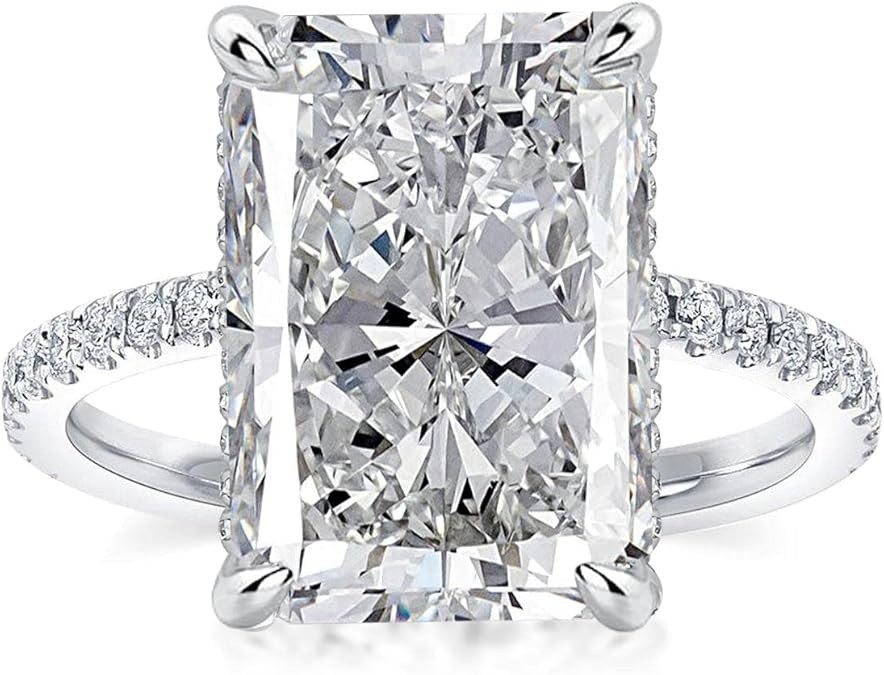 3.5/7.0ct Radiant Cut Engagement Ring,Simulated Diamond Promise Ring for Women in 925 Sterling Si... | Amazon (US)
