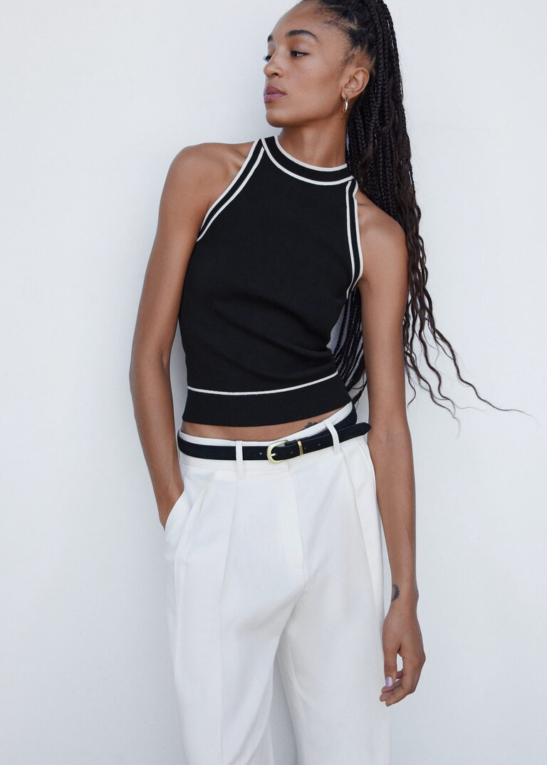 Knitted top with contrast details | MANGO (UK)