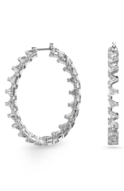 SWAROVSKI Millenia Cubic Zirconia Inside Out Hoop Earrings in White at Nordstrom | Nordstrom