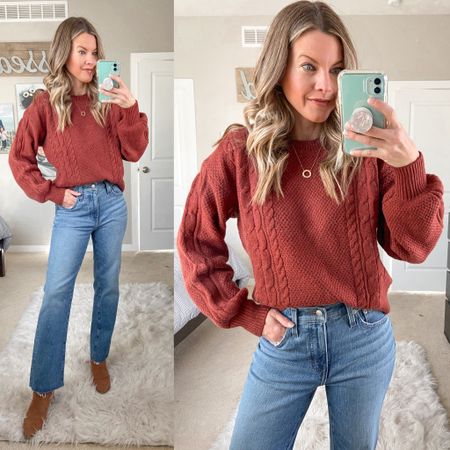 GAP Oversized Cable Knit Sweater in gorgeous rust color, on sale for $34 right now (was $70)

#LTKstyletip #LTKsalealert #LTKunder50