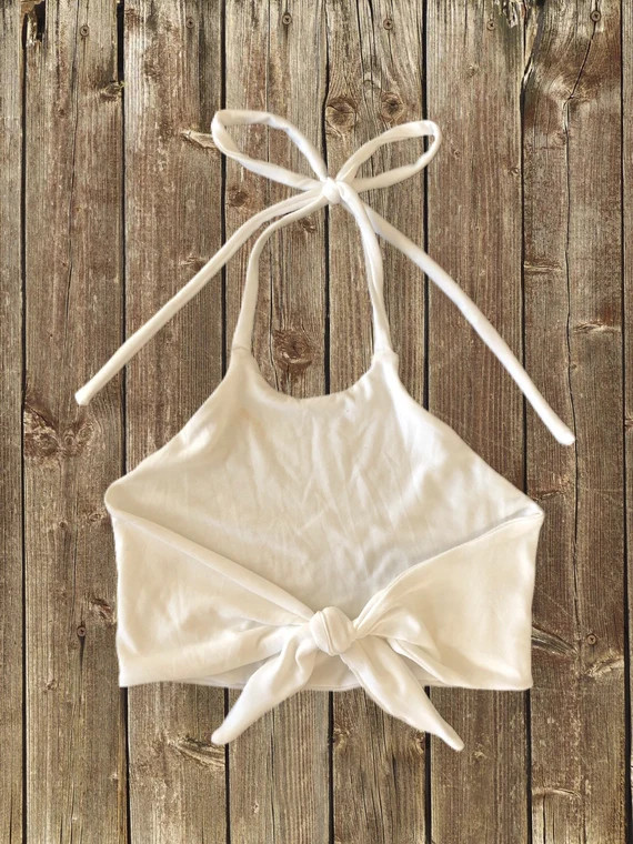 Girls Tie Back Cropped Halter Top / Summer Crop Top - Etsy | Etsy (US)