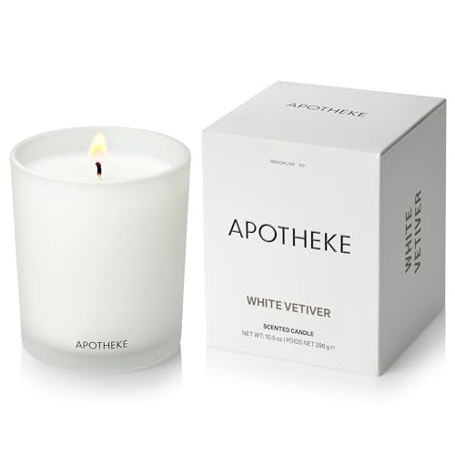 Apotheke Signature Scented Candles for Home, White Vetiver - 10.5 oz - Soy Wax, Non Toxic, Large Jar White - Luxury Candle Gifts for Women & Men - Sandalwood, Eucalyptus, and Vetiver | Amazon (US)