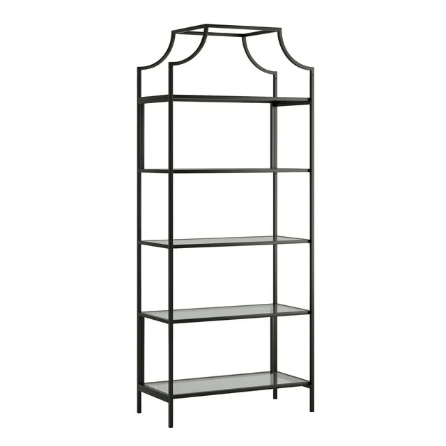 Better Homes & Gardens 71" Nola 5 Shelf Etagere Bookcase, Black Finish - Walmart.com | Walmart (US)