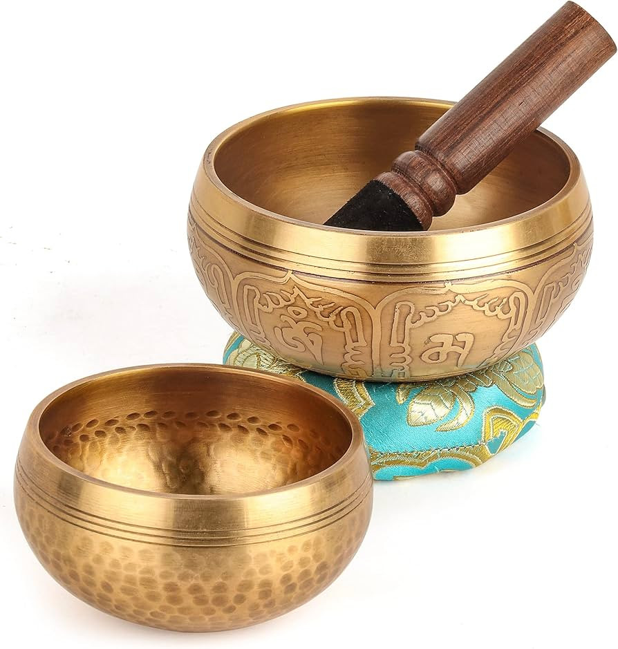 2-Pack Tibetan Singing Bowls Set - 100% Handmade in Nepal, Sound Bowl Meditation Set for Yoga, Ch... | Amazon (US)