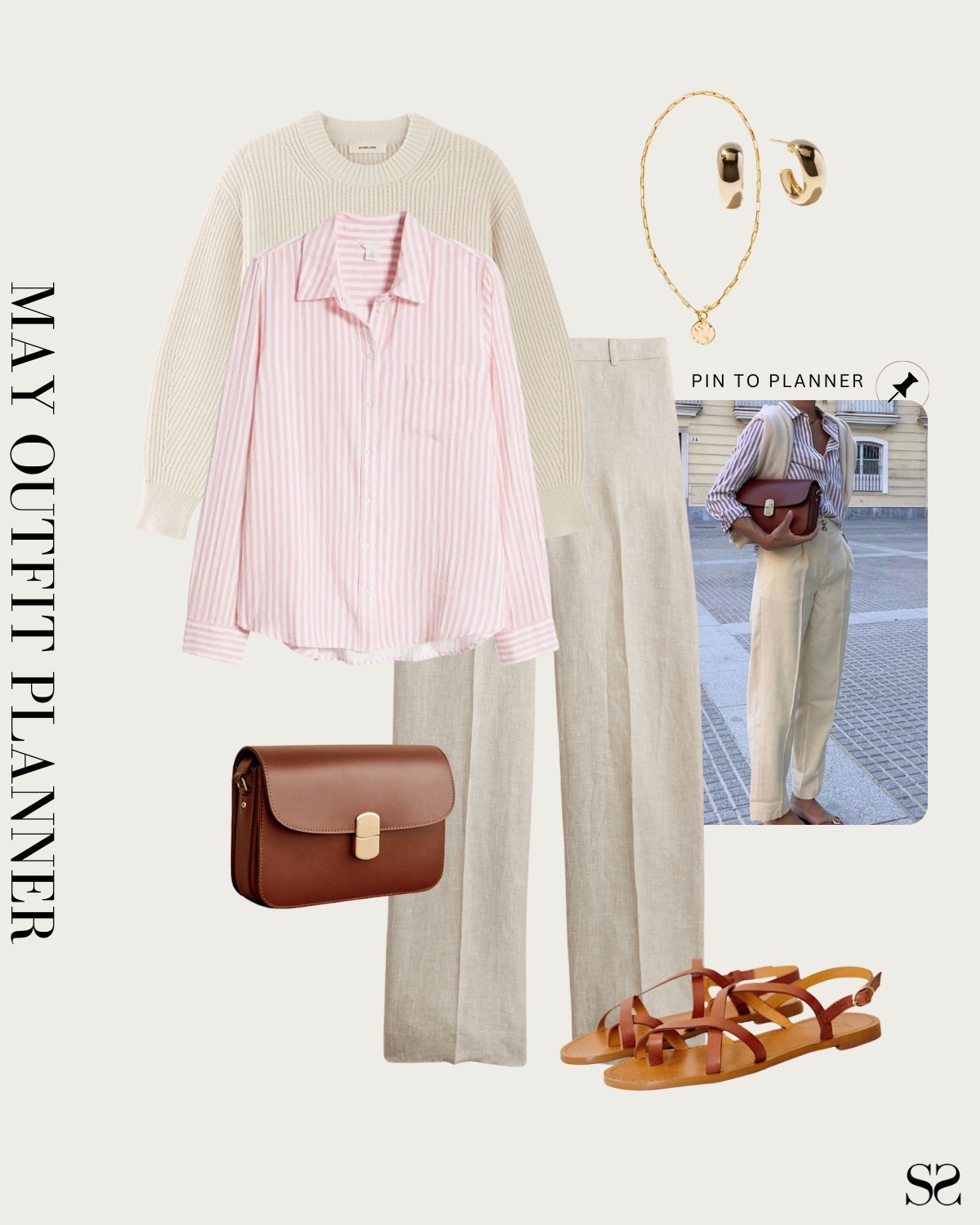 Monthly outfit planner MAY: Sunday Spotlight: Spring looks, pin to planner outfit inspo | crewneck sweater, linen trouser, striped button down, leather sandals, leather crossbody 

#springoutfit #casualoutfit

Image credit: Pinterest


#LTKStyleTip