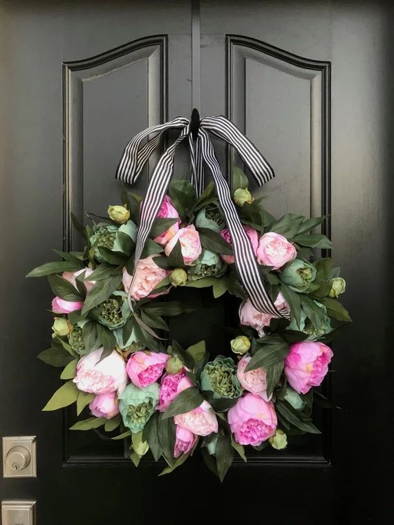 Summer Peony Wreath SALE, Front Door Wreaths, Summer Wreath for Front Door, Pink Peony Wreaths, S... | Etsy (US)