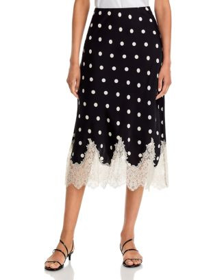 Polka Dot Lace Trim Midi Skirt - Exclusive | Bloomingdale's (US)