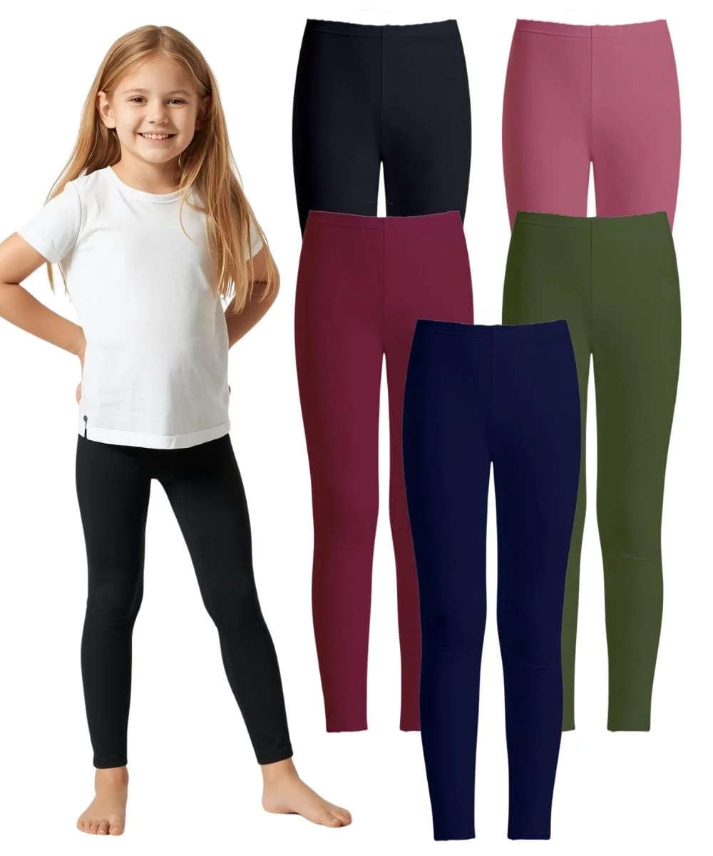 MISS POPULAR 5-Pack Girls Leggings Sizes 4-16 Soft Comfortable Cotton Spandex with Elastic Waistb... | Walmart (US)