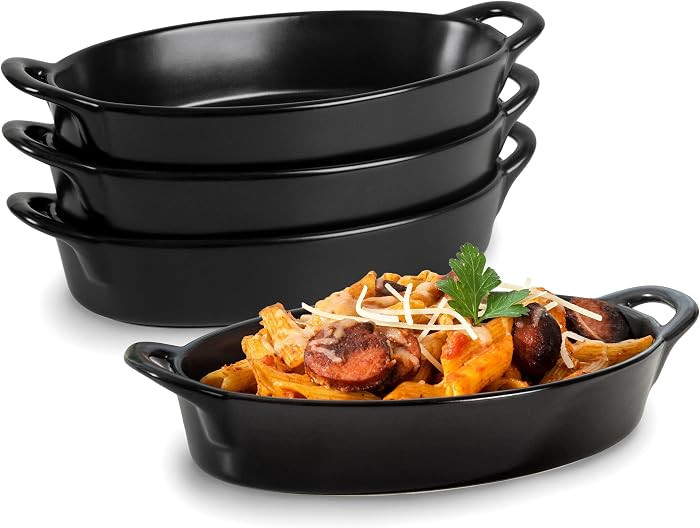 Oval Au Gratin Baking Dishes for Oven Safe and Microwave Cooking and Baking, 4 Pc. Set, Heat Resi... | Amazon (US)