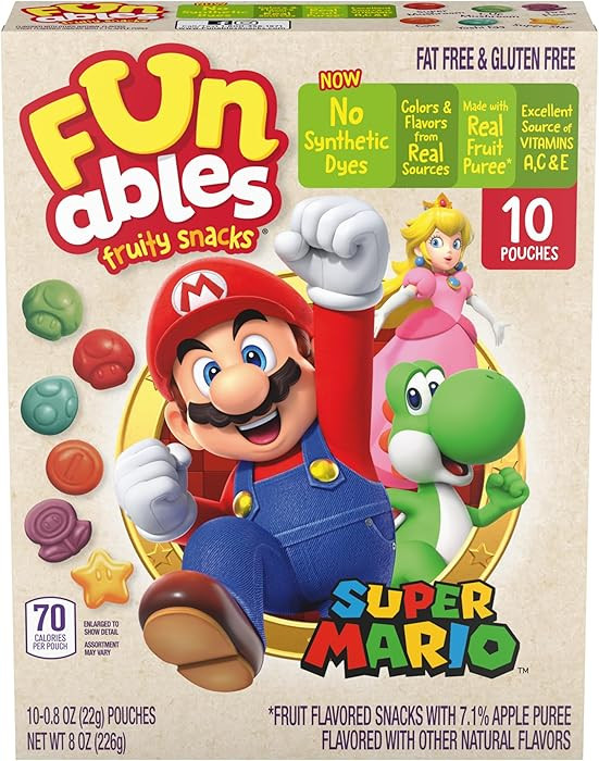Funables Fruity Snacks, Super Mario, Assorted Fruit, Flavored Snacks, 0.8 oz 10 ct | Amazon (US)