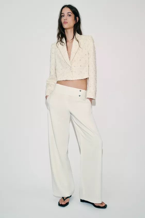CROPPED FRINGED BEADED BLAZER | Zara UK