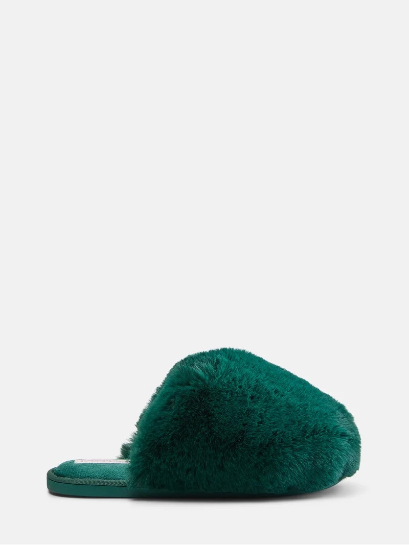 Color Green selectedJoyspun Women\u2019s Faux Fur Puff Scuff SlippersW JS SNOWBALLW JS SNOWBALLW ... | Walmart (US)