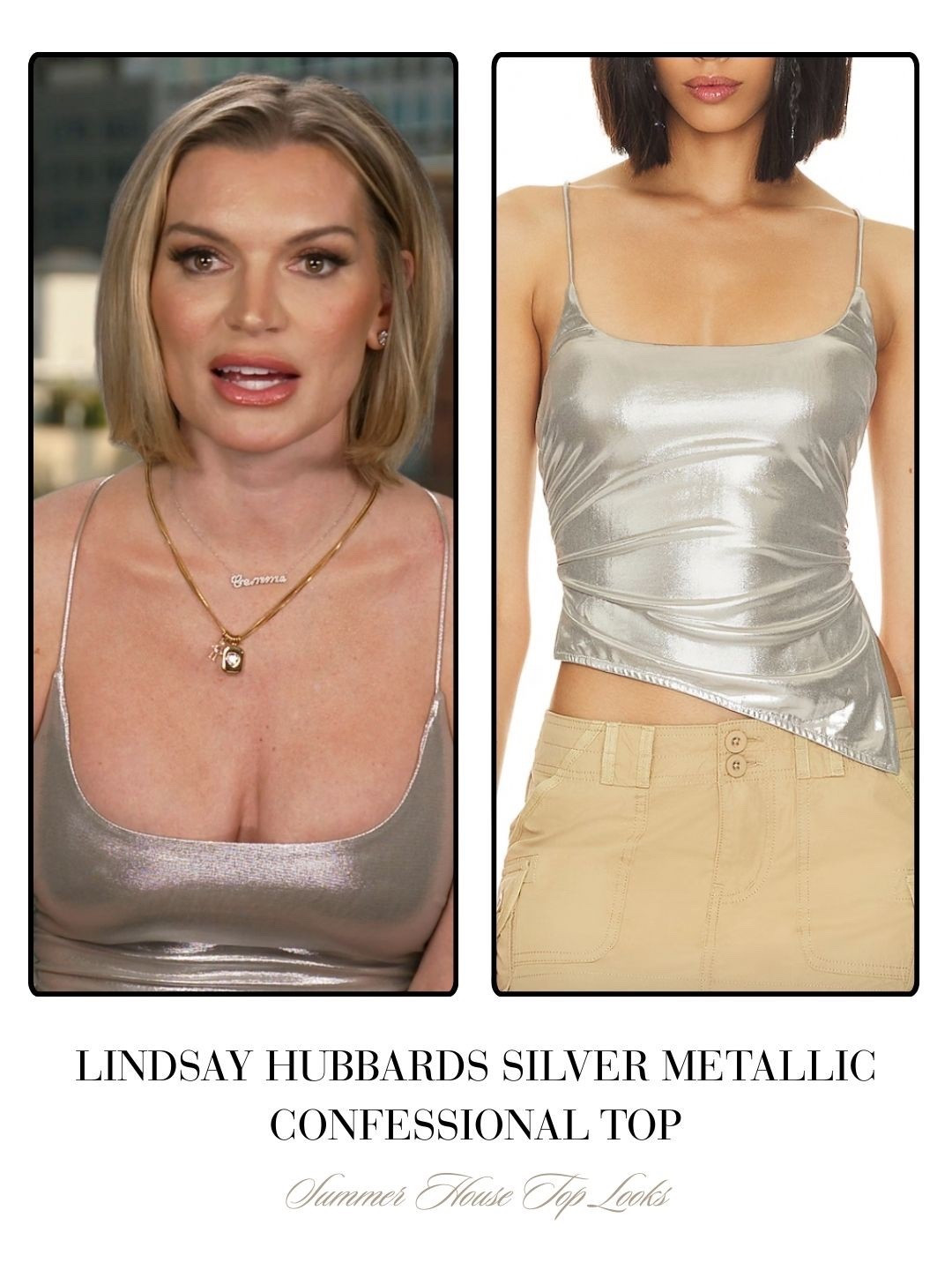 Lindsay Hubbard’s Silver Metallic Confessional Top 