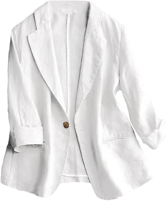 IDEALSANXUN Linen Blazer Women 3/4 Sleeve Lightweight Spring Summer Blazer Jackets | Amazon (US)