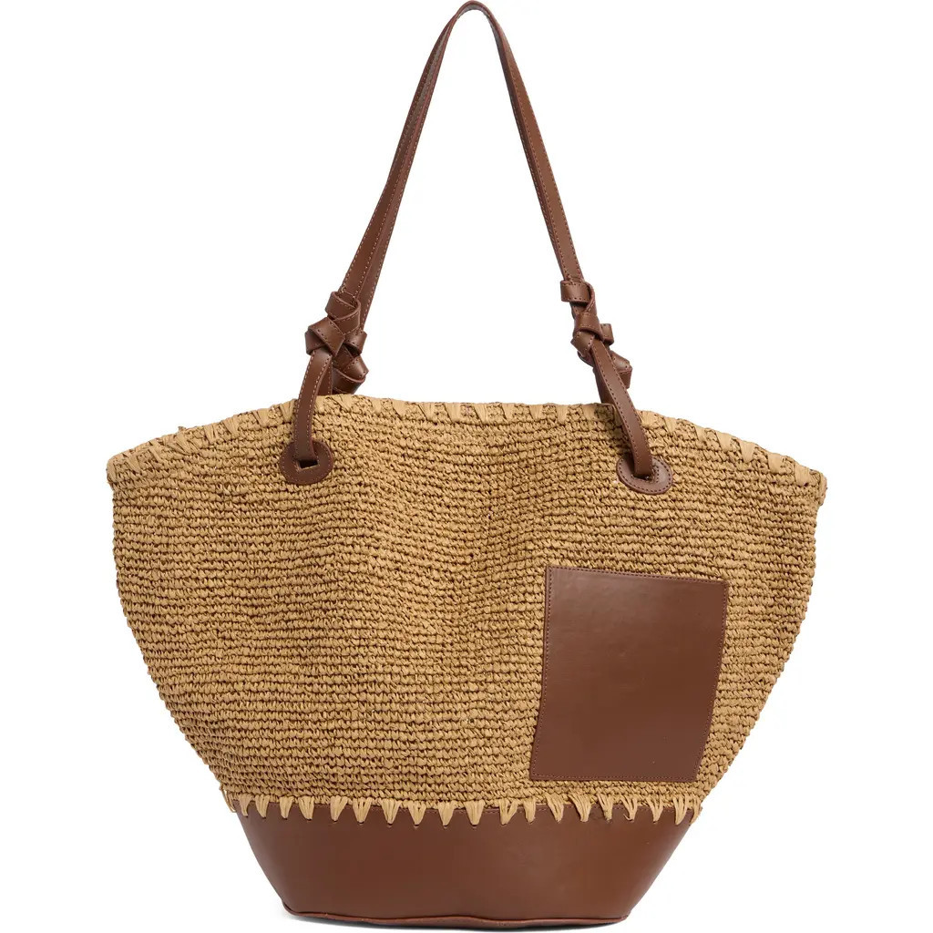 Collection XIIX Curved Straw Tote Bag in Natural Brown at Nordstrom Rack | Nordstrom Rack
