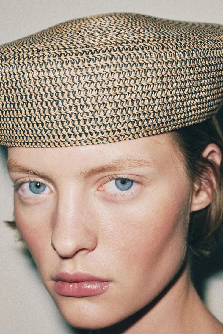 100% RAFFIA SKULLCAP HAT | Zara UK