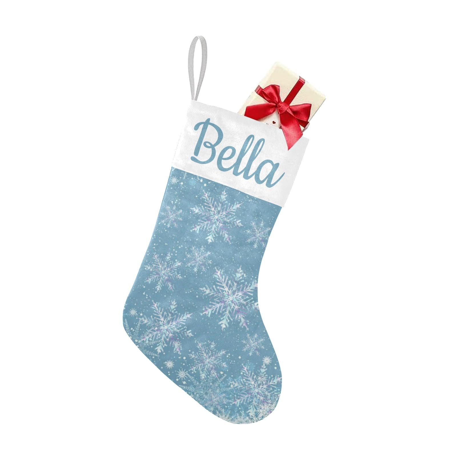 Personalized Snowflake Light Blue Christmas Stocking Custom Name Family Xmas Socks Family Stockin... | Amazon (US)