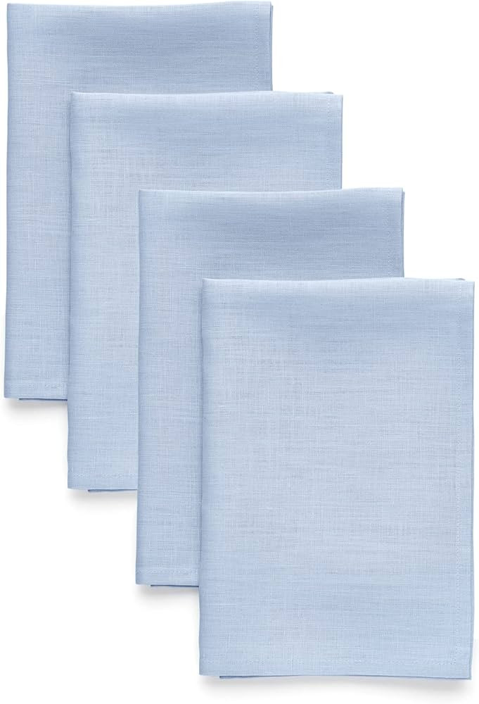 Solino Home Linen Dinner Napkins 20 x 20 Inch – 100% Pure Linen Sky Blue Napkins Set of 4 – W... | Amazon (US)