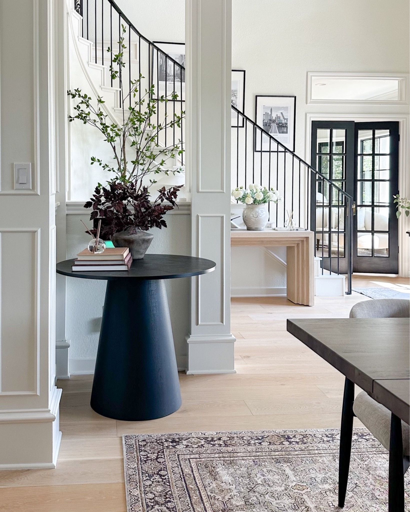 Love this round black table from Wayfair and it’s on sale!! Moved it to this corner of our dining room and it fits perfectly! Such a good size (35”) for a smaller entryway or breakfast nook as well!

#LTKStyleTip #LTKHome #LTKFindsUnder50