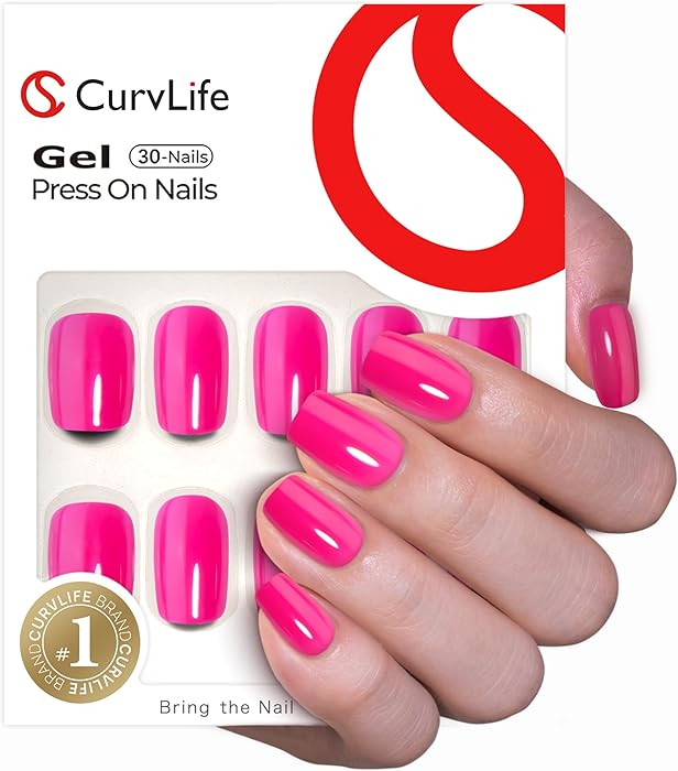 CurvLife Press on Nails Short Square Acrylic Fake Nails with Apricot Design Full Cover False Nail... | Amazon (US)