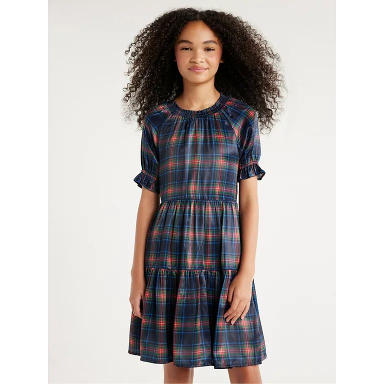 Free Assembly Girls Smocked Neck Dress, Sizes 4-18 - Walmart.com | Walmart (US)