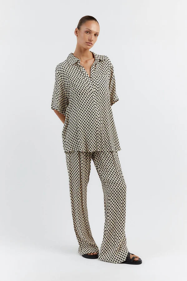 MAE BLACK/CREAM GEO VACATION SHIRT | DISSH
