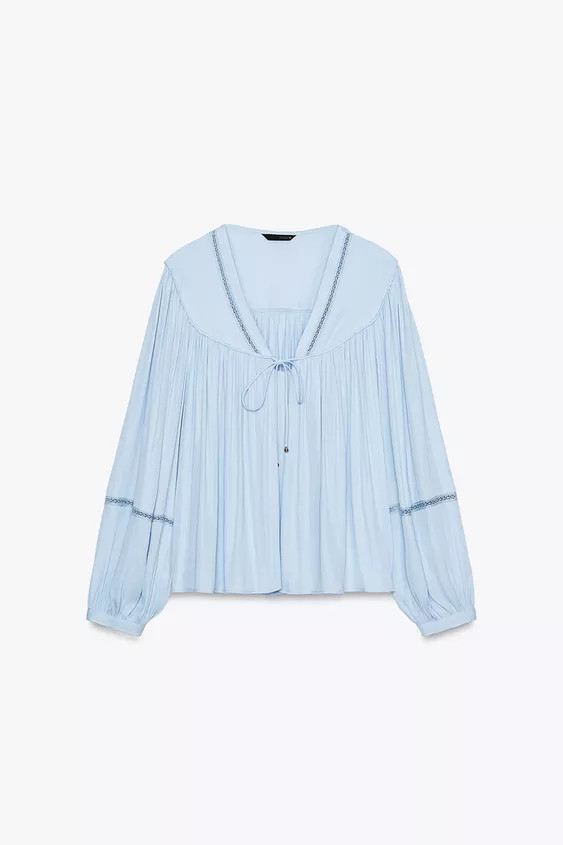 LADDER STITCH FLOWING BLOUSE | Zara UK