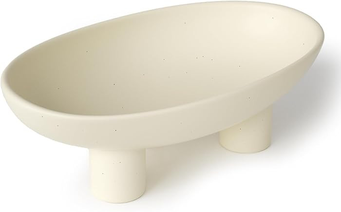 Three-Legs Ceramic Fruit Bowl for Kitchen Counter 10.24 Inch Modern Decorative Pedestal Bowl Oval... | Amazon (US)