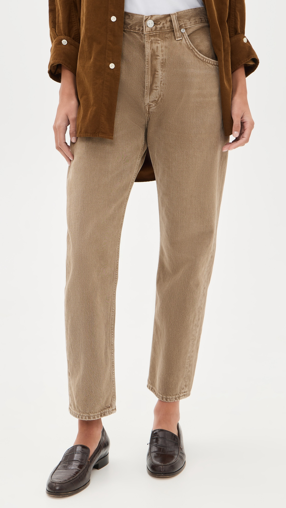 Citizens of Humanity Winslow Boyfriend Cropped Jeans Tan 28 | Shopbop