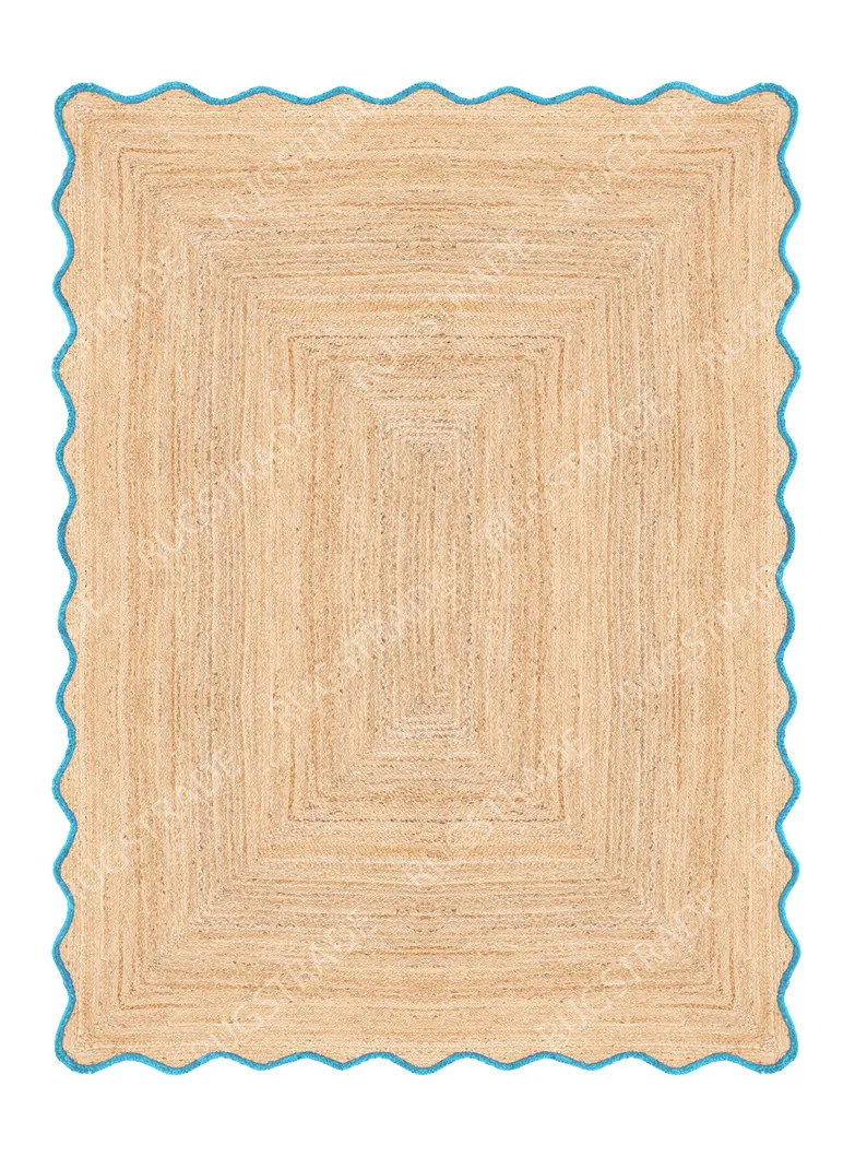 Jute Rug- Scalloped Jute Rug, Rugs Gift, Door Mat, Handcrafted Rugs, Rattan Rugs, Yoga Mat, Stair... | Etsy (US)