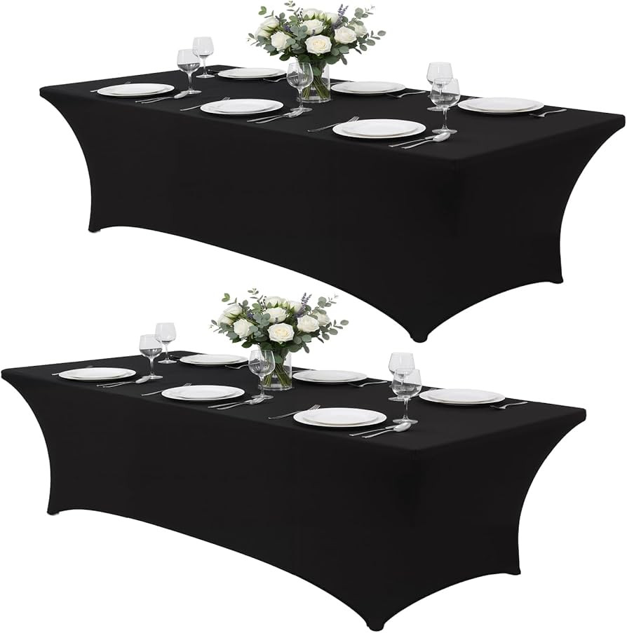 Black Tablecloths 96x30 Inch Table Cloths for 8 Foot Rectangle Tables, Wrinkle Resistant Washable... | Amazon (US)