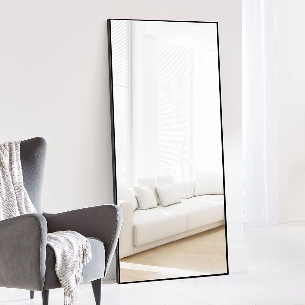 NeuType Large Wall Mounted Mirror, 47"x22", Black Metal Frame, Full Length Body Dressing Mirror, ... | Amazon (US)