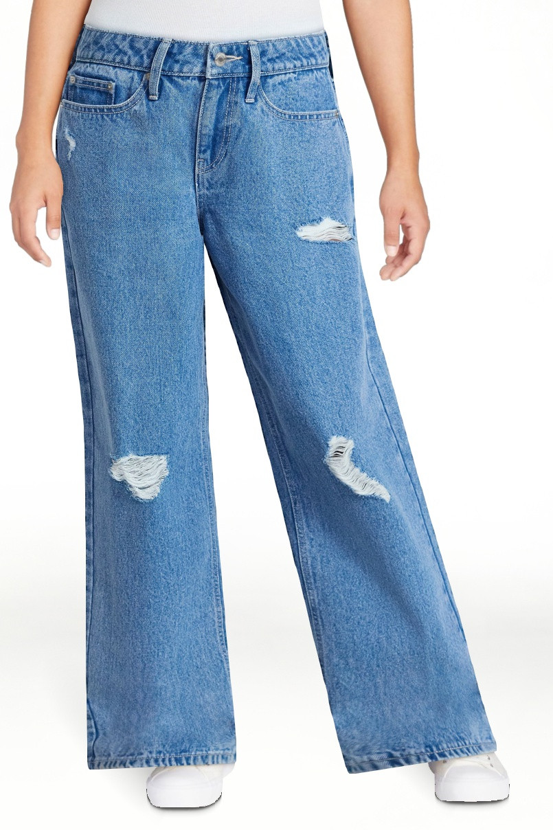 No Boundaries Low Rise Baggy Wide Leg Jeans, Women's 00-20 | Walmart (US)