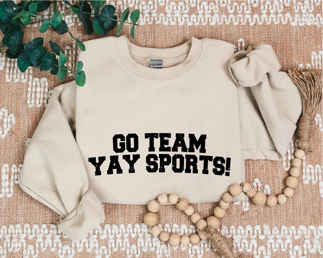 Go Team Sports Yay Sweatshirts, Sarcastic Sports Sweatshirt, Funny Sports Sweater, Go Sports Hood... | Etsy (US)