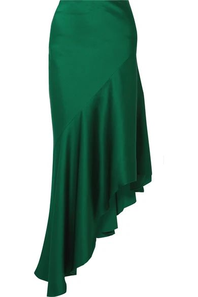 Asymmetric satin-crepe midi skirt | NET-A-PORTER (UK & EU)