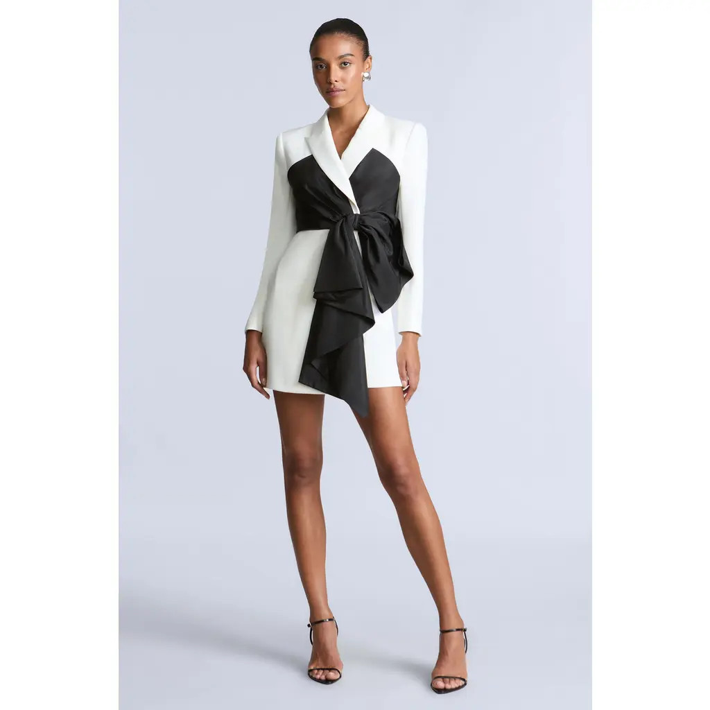bcbg Bow Blazer Dress in Black & White Combo at Nordstrom, Size 0 | Nordstrom