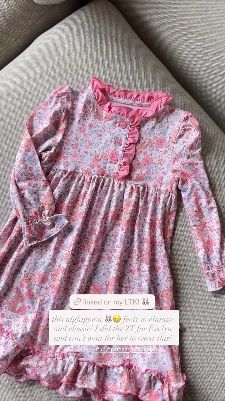 this nightgown 🐰🥲 feels so vintage and classic! I did the 2T for Evelyn and can’t wait for her to wear this!  @cadenlane #ad #partner #cadenlane