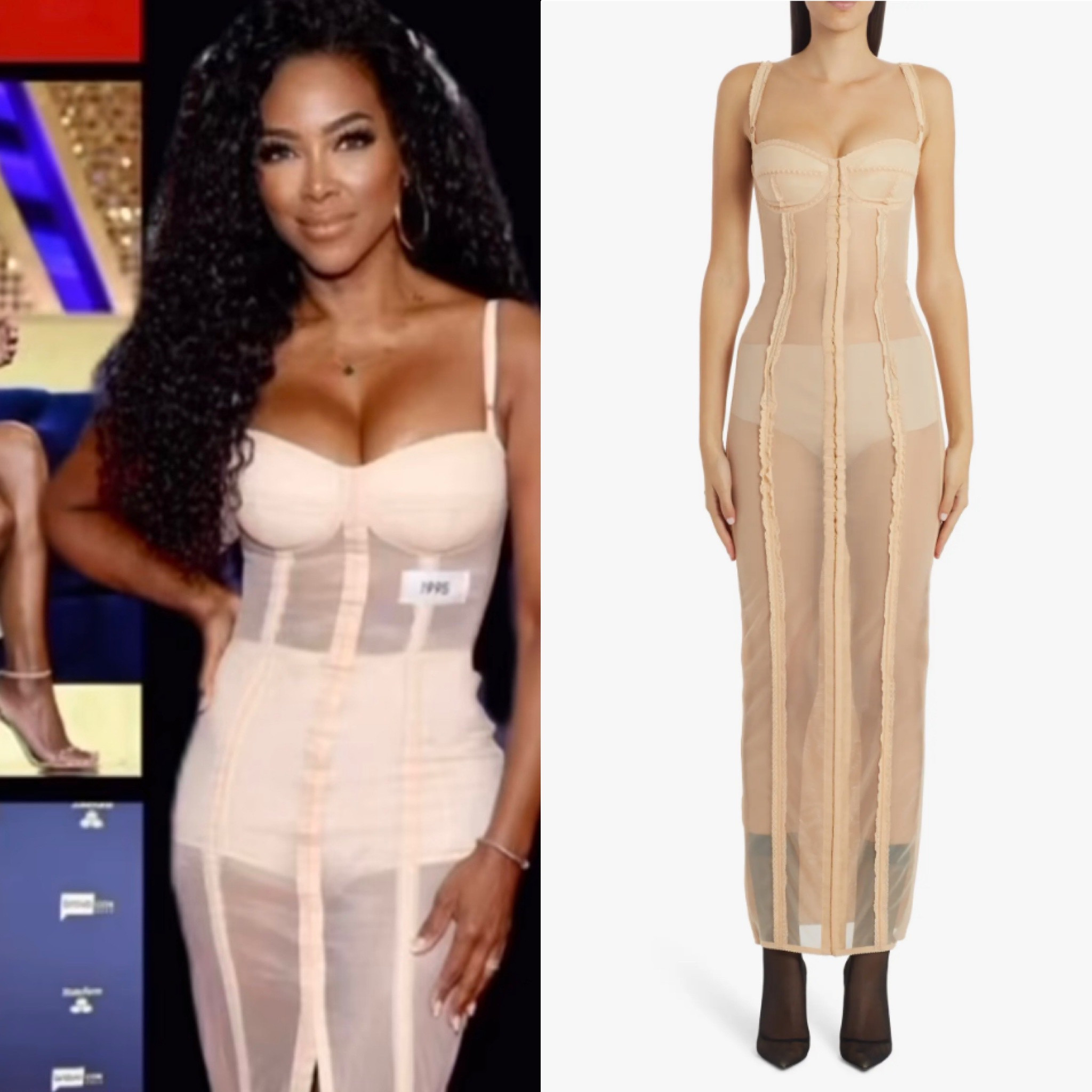 Kenya Moore’s Nude Sheer Bustier Dress at #BravoCon2023 📸= @kenya