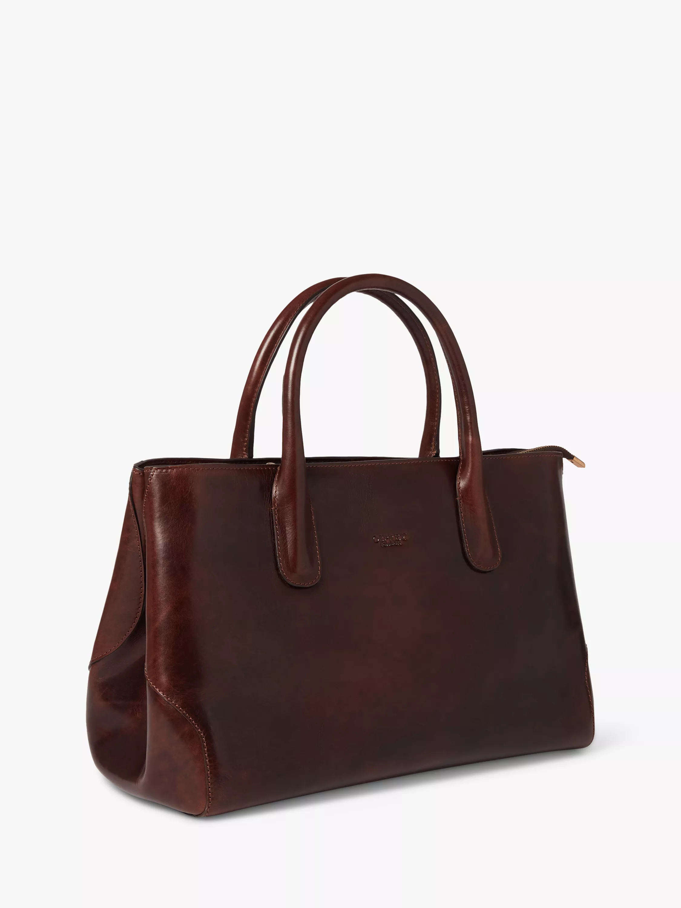 OSPREY LONDON Monroe Curved Leather Tote Bag, Chestnut | John Lewis (UK)