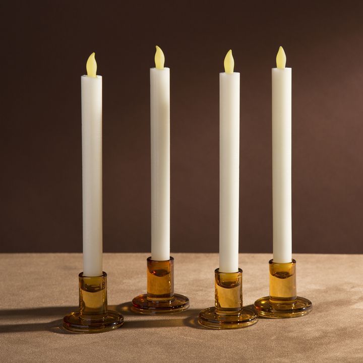 Verrea Amber Taper Candle Holders, Set of 4 | Lights.com