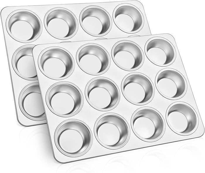 TeamFar 12-Cup Muffin Pan, Stainless Steel Cupcake Pans Muffin Tin Set for Oven Baking Mini Brown... | Amazon (US)