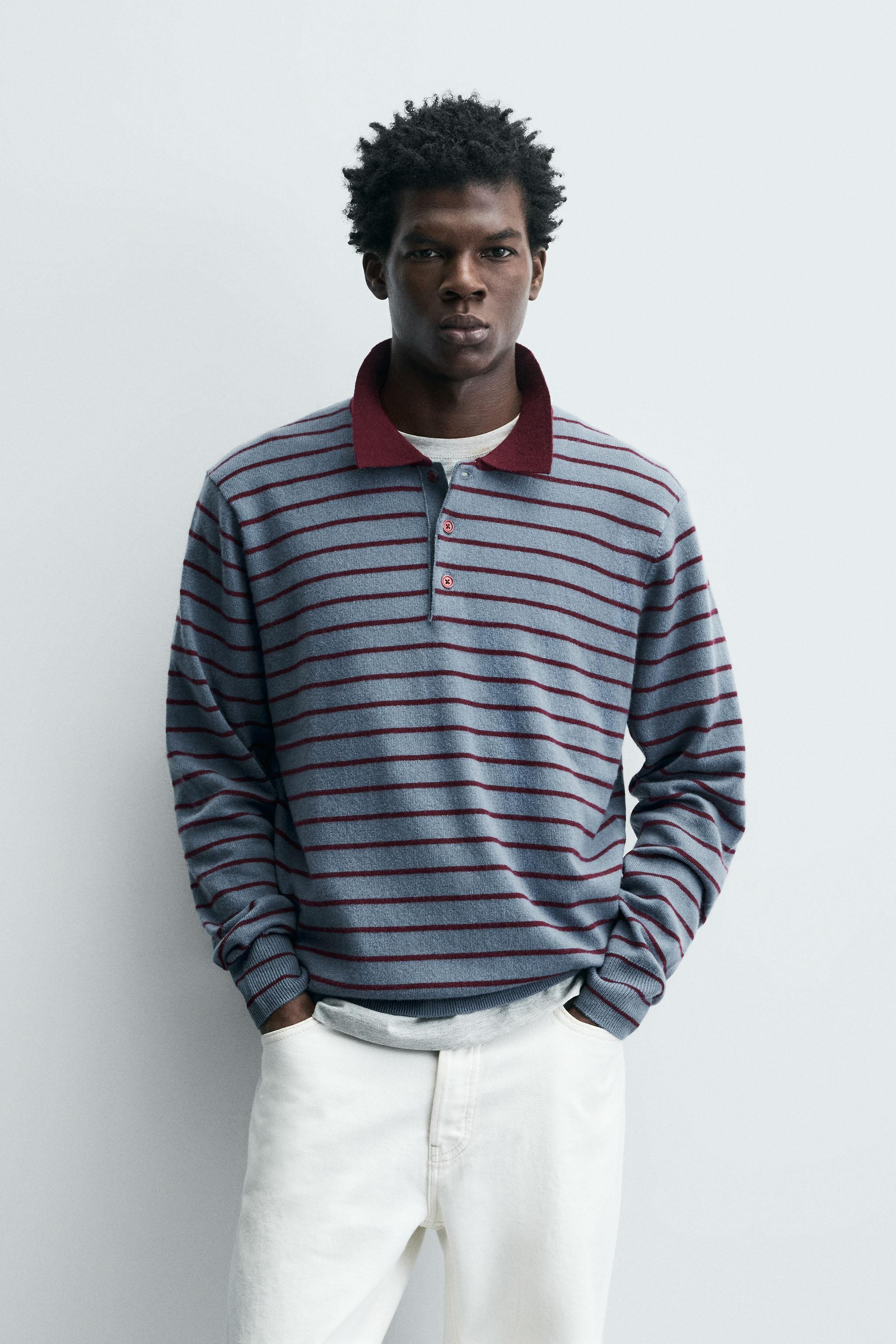 STRIPED WOOL BLEND KNIT POLO SHIRT | Zara US