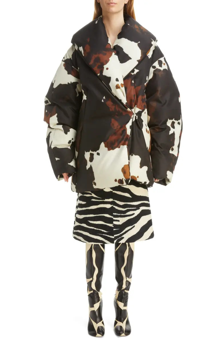 Voltaire Cow Print Oversize Quilted Jacket | Nordstrom