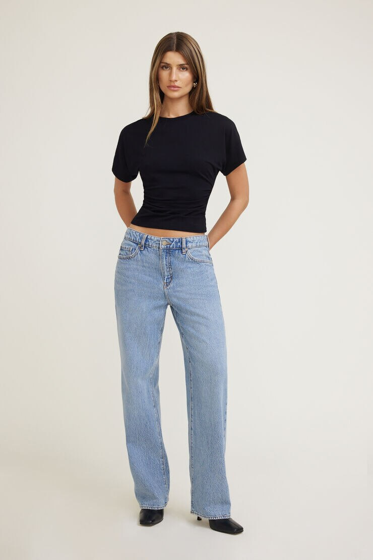 Andrea Shirred Jersey T Shirt | Dynamite Clothing